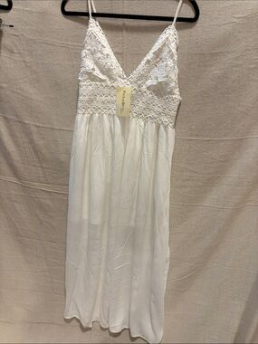 Reformation White Crochet-Detail Maxi Dress